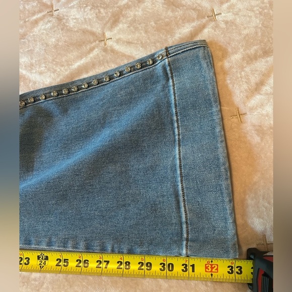 NWOT FETICHE SUANCES Jeans Diamond CZ Studded High Waist Stretch Women’s M Bling - Picture 13 of 14